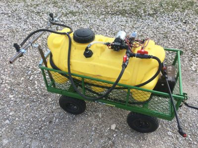 pull-type lawn sprayer with 12-volt electric pump