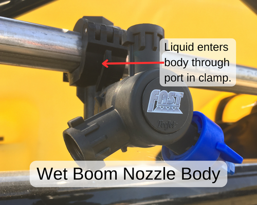 wet boom nozzle body