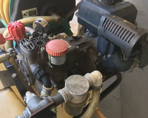 engine driven diaphragm pump on a tank sprayer